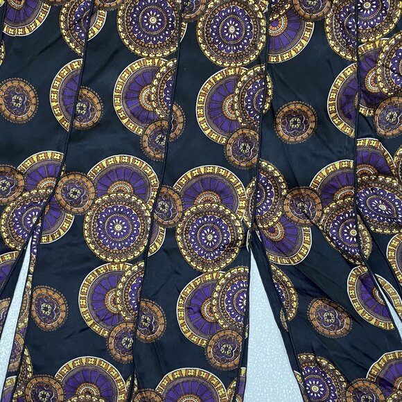 VTG Y2K Silk Pleated Flapper Slits Skirt Black Purple Gold Medallion 12 NWT USA - Picture 14 of 14